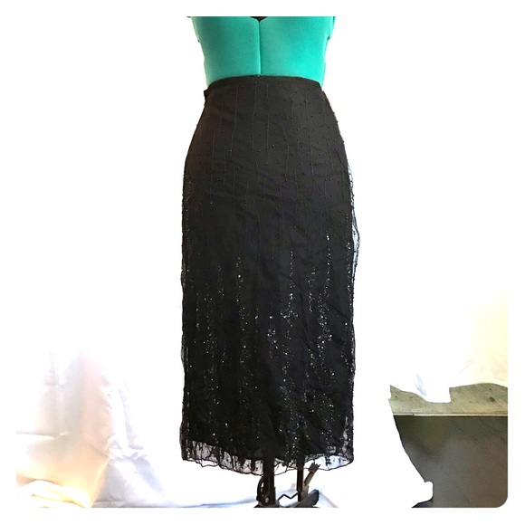 French Connection Dresses & Skirts - French Connection Shimmer black mesh sequins skirt